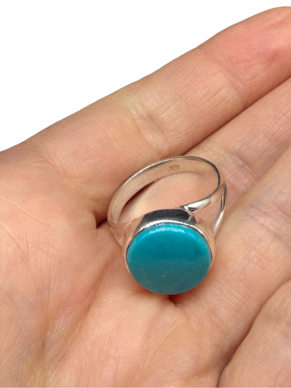 Aztec Mountain Turquoise Ring Size 8.5 Solid 925 Sterling Silver - Picture 7 of 7